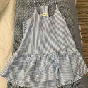 Blue and white striped blouse